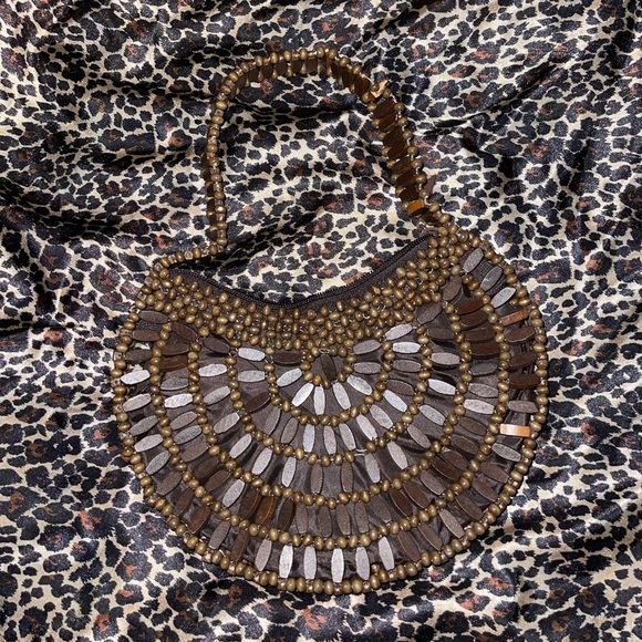 Wood Beaded Mini Bag - Picture 6 of 14